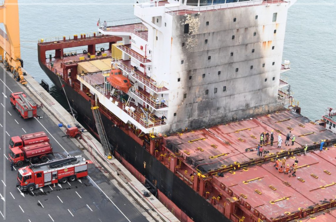 The massive explosion hits MSC Capetown III at Colombo Port